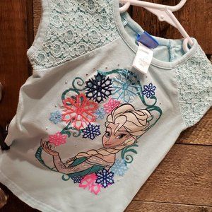 Disney Frozen Elsa Snowflake Top 4T Toddler Girl Graphic Shirt Embroidered